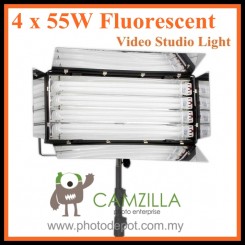 CAMZILLA-455A : 4 x 55W Fluorescent Video Studio Light with Heavy Duty Light Stands
